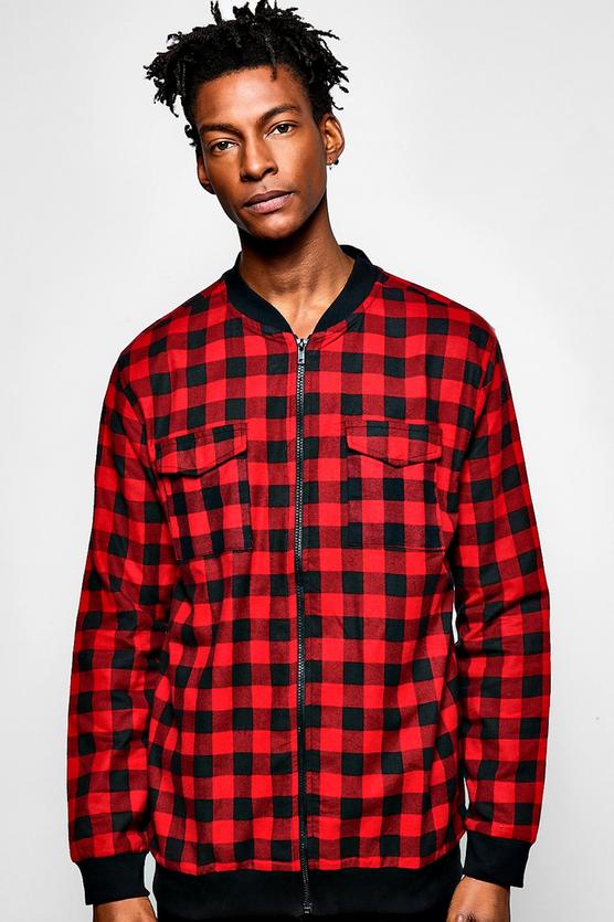 Bomber Collar Buffalo Check Shirt